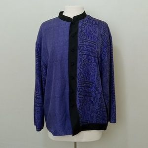 Chico's Design Size 2 100% Silk Mandarin Style Blouse Light Weight Jacket